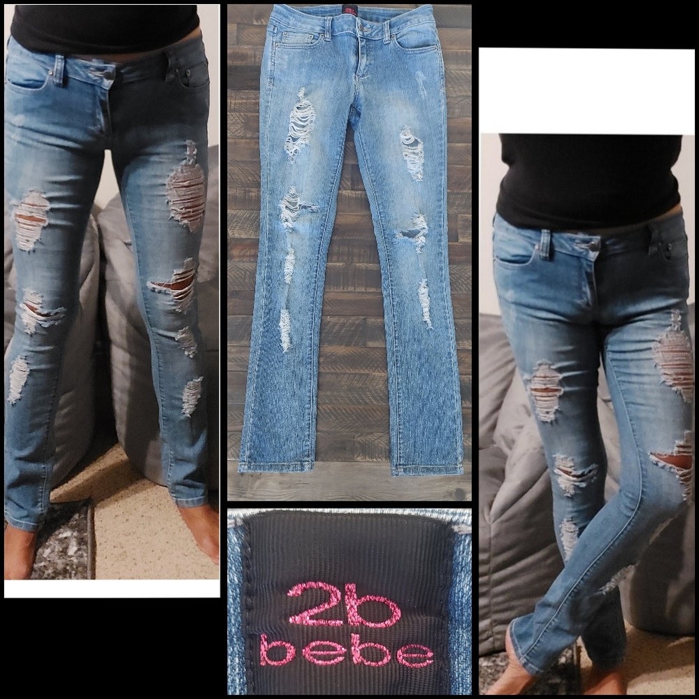 2b Bebe skinny distressed jeans 29
